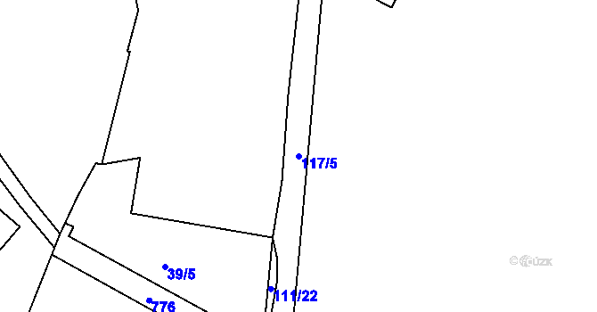 Parcela st. 117/5 v KÚ Bžany, Katastrální mapa