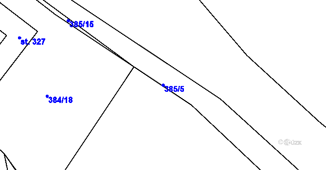 Parcela st. 385/5 v KÚ Bžany, Katastrální mapa