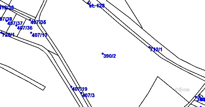 Parcela st. 390/2 v KÚ Bžany, Katastrální mapa