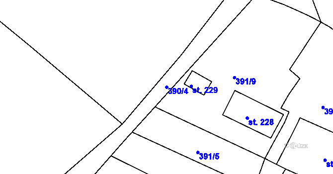 Parcela st. 390/4 v KÚ Bžany, Katastrální mapa