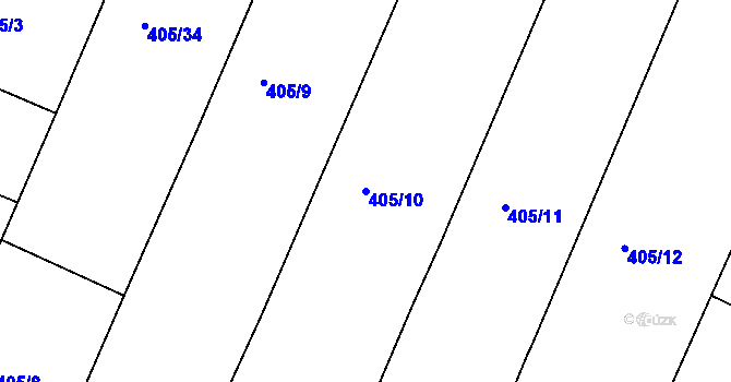 Parcela st. 405/10 v KÚ Bžany, Katastrální mapa