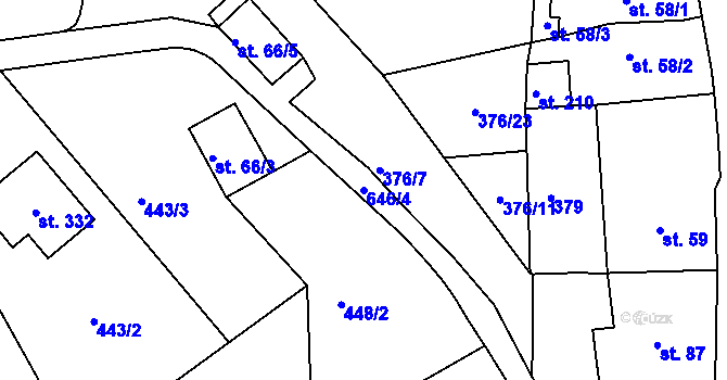 Parcela st. 646/4 v KÚ Bžany, Katastrální mapa