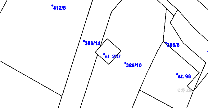 Parcela st. 237 v KÚ Bžany, Katastrální mapa