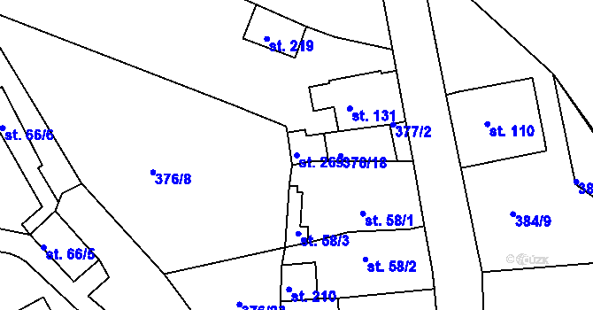 Parcela st. 269 v KÚ Bžany, Katastrální mapa