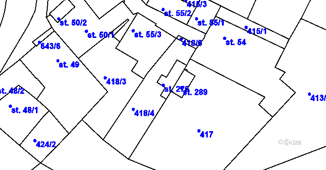Parcela st. 276 v KÚ Bžany, Katastrální mapa