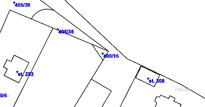 Parcela st. 400/15 v KÚ Bžany, Katastrální mapa