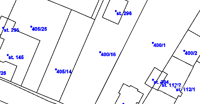 Parcela st. 400/16 v KÚ Bžany, Katastrální mapa