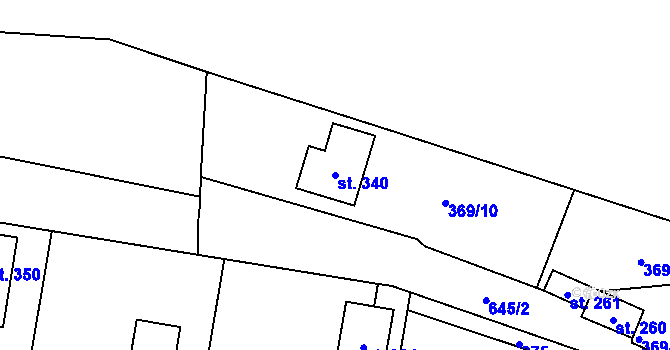 Parcela st. 340 v KÚ Bžany, Katastrální mapa