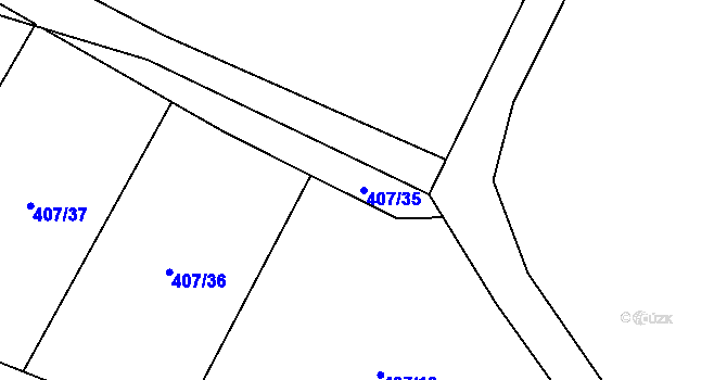 Parcela st. 407/35 v KÚ Bžany, Katastrální mapa