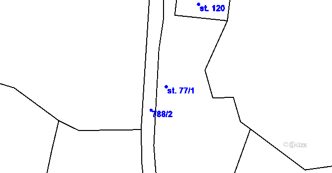 Parcela st. 77/1 v KÚ Lhenice u Bžan, Katastrální mapa