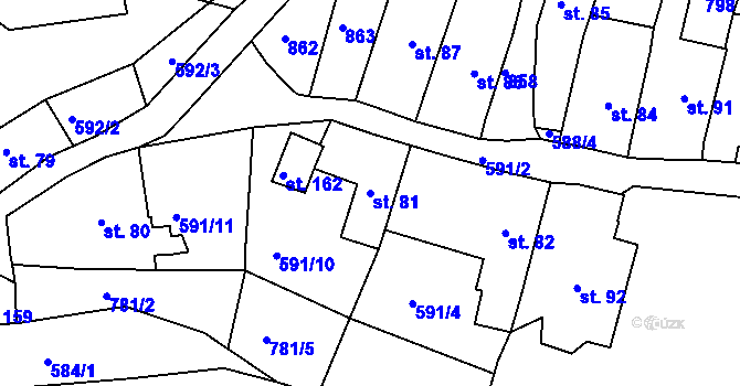 Parcela st. 81 v KÚ Lhenice u Bžan, Katastrální mapa
