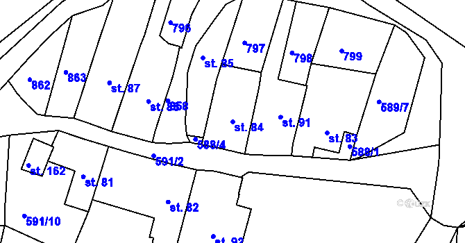 Parcela st. 84 v KÚ Lhenice u Bžan, Katastrální mapa