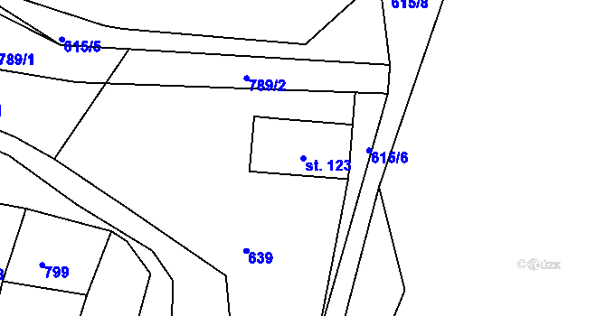 Parcela st. 123 v KÚ Lhenice u Bžan, Katastrální mapa