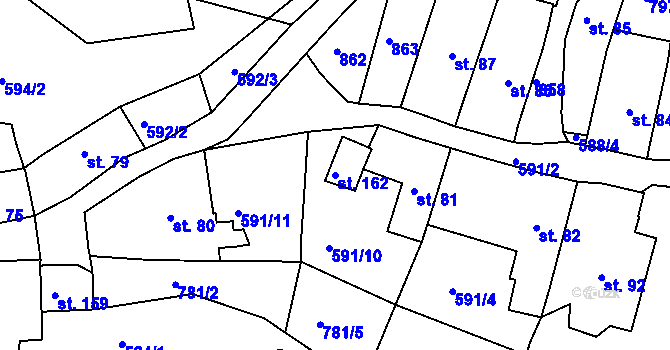 Parcela st. 162 v KÚ Lhenice u Bžan, Katastrální mapa