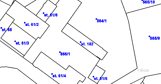 Parcela st. 182 v KÚ Lhenice u Bžan, Katastrální mapa