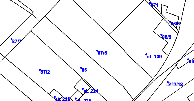 Parcela st. 87/5 v KÚ Lhenice u Bžan, Katastrální mapa