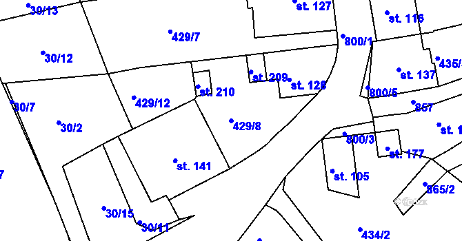 Parcela st. 429/8 v KÚ Lhenice u Bžan, Katastrální mapa