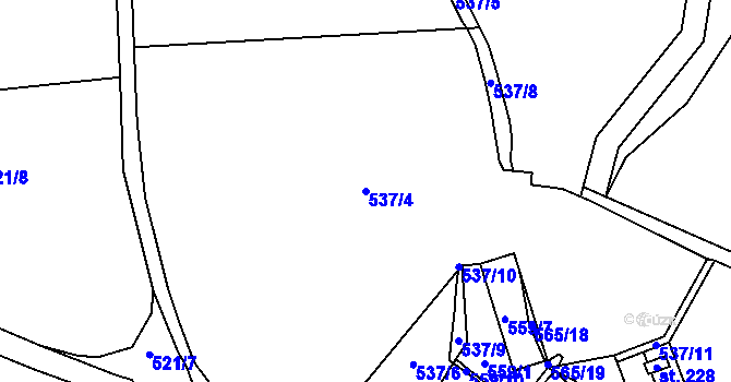 Parcela st. 537/4 v KÚ Lhenice u Bžan, Katastrální mapa