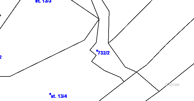 Parcela st. 732/2 v KÚ Lhenice u Bžan, Katastrální mapa