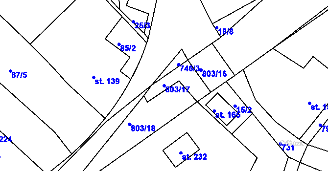 Parcela st. 803/17 v KÚ Lhenice u Bžan, Katastrální mapa