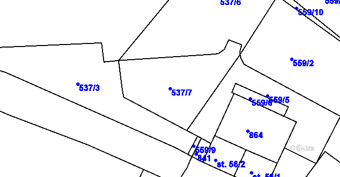 Parcela st. 537/7 v KÚ Lhenice u Bžan, Katastrální mapa
