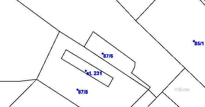 Parcela st. 87/6 v KÚ Lhenice u Bžan, Katastrální mapa