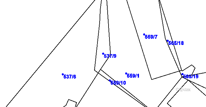 Parcela st. 537/9 v KÚ Lhenice u Bžan, Katastrální mapa