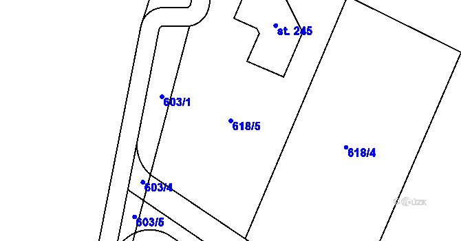 Parcela st. 618/5 v KÚ Lhenice u Bžan, Katastrální mapa