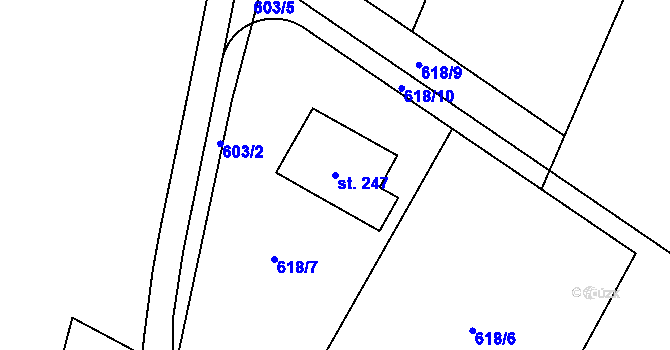 Parcela st. 247 v KÚ Lhenice u Bžan, Katastrální mapa