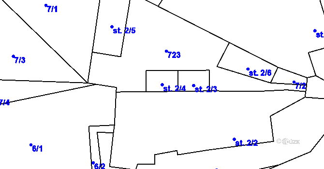 Parcela st. 2/4 v KÚ Bezemín, Katastrální mapa