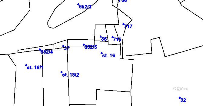 Parcela st. 16 v KÚ Bezemín, Katastrální mapa