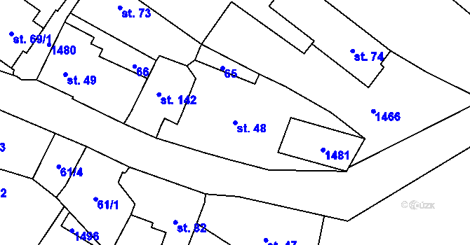 Parcela st. 48 v KÚ Cebiv, Katastrální mapa