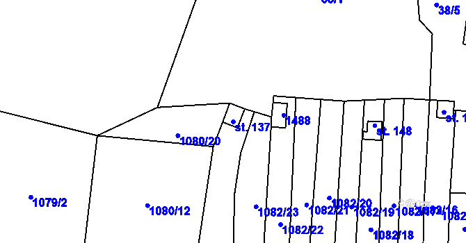 Parcela st. 137 v KÚ Cebiv, Katastrální mapa