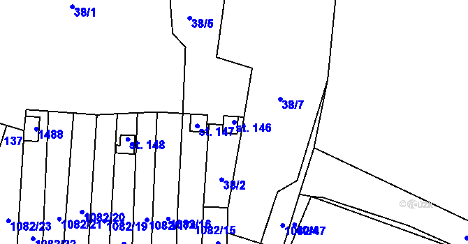 Parcela st. 146 v KÚ Cebiv, Katastrální mapa