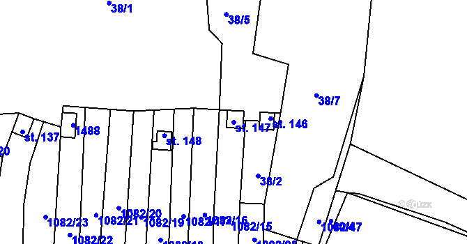 Parcela st. 147 v KÚ Cebiv, Katastrální mapa