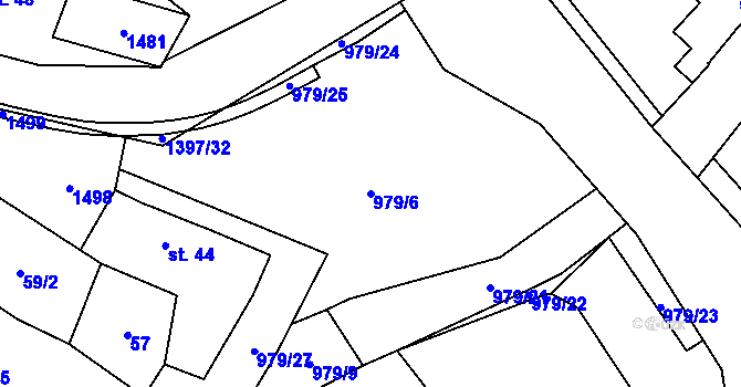 Parcela st. 979/6 v KÚ Cebiv, Katastrální mapa