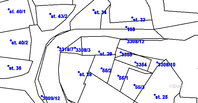 Parcela st. 29 v KÚ Cehnice, Katastrální mapa