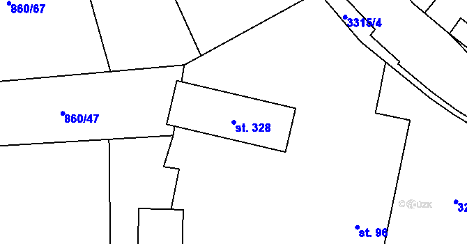 Parcela st. 328 v KÚ Cehnice, Katastrální mapa