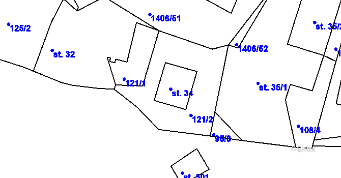 Parcela st. 34 v KÚ Cejle, Katastrální mapa