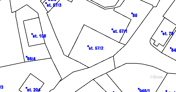 Parcela st. 57/2 v KÚ Cejle, Katastrální mapa