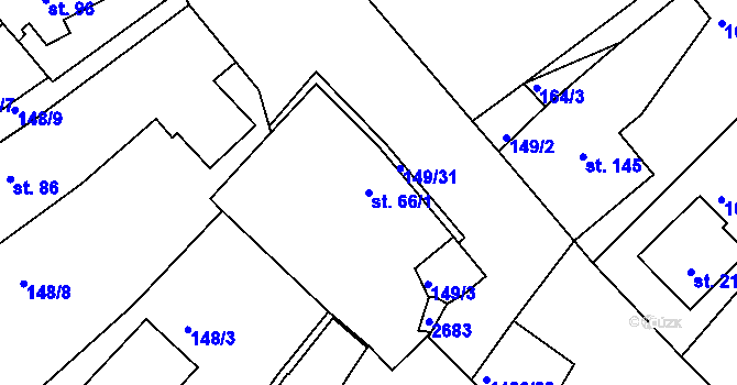 Parcela st. 66/1 v KÚ Cejle, Katastrální mapa