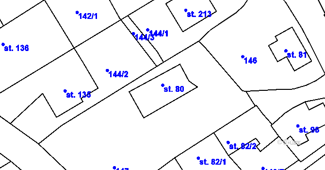 Parcela st. 80 v KÚ Cejle, Katastrální mapa