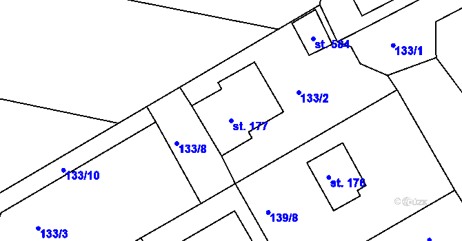 Parcela st. 177 v KÚ Cejle, Katastrální mapa