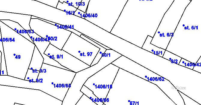 Parcela st. 50/1 v KÚ Cejle, Katastrální mapa