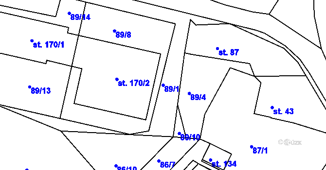 Parcela st. 89/1 v KÚ Cejle, Katastrální mapa