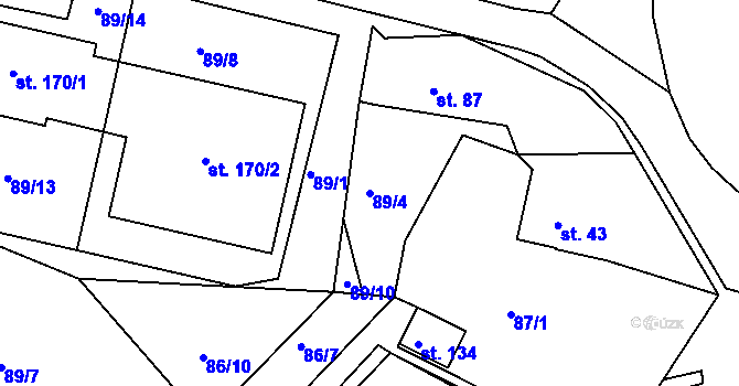 Parcela st. 89/4 v KÚ Cejle, Katastrální mapa