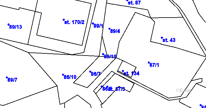 Parcela st. 89/10 v KÚ Cejle, Katastrální mapa