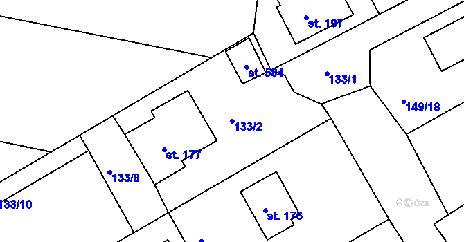 Parcela st. 133/2 v KÚ Cejle, Katastrální mapa