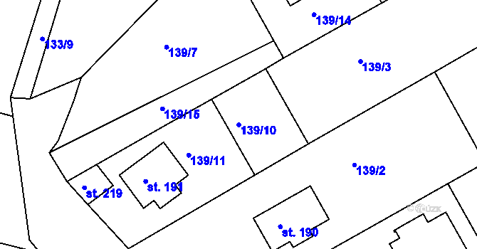 Parcela st. 139/10 v KÚ Cejle, Katastrální mapa