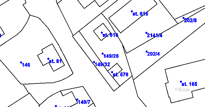 Parcela st. 149/28 v KÚ Cejle, Katastrální mapa